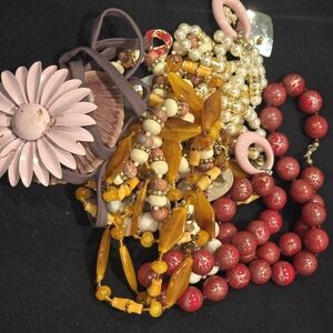 Multiples Vibrant Red and Orange Necklace Collection